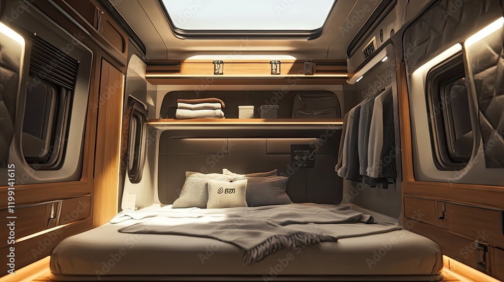 Fototapeta premium A first-class suite with a personal closet and storage space.