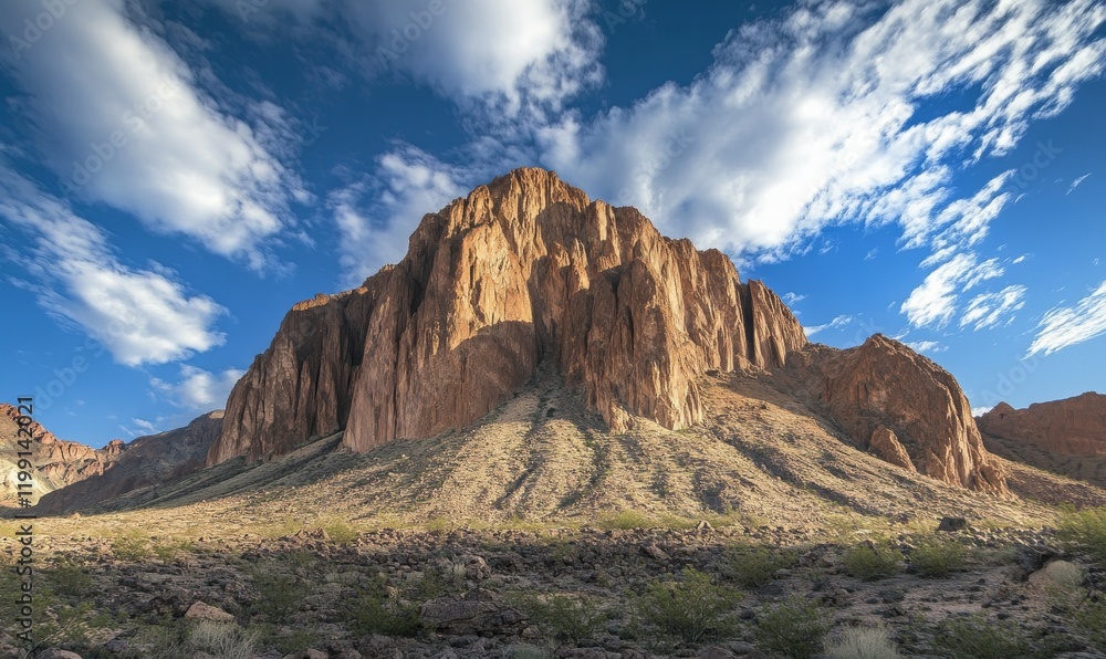 Majestic Mountain Peak with Rock Formations in a Rugged Landscape Majestic Mountain Peak with Rock Formations in a Rugged Landscape