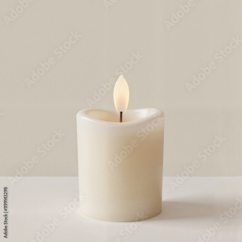 Wallpaper Mural White candle glowing softly against a neutral background Torontodigital.ca