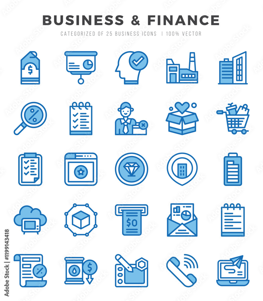 Business & Finance elements. Two Color web icon set. Simple vector illustration. Business & Finance elements. Two Color web icon set. Simple vector illustration.