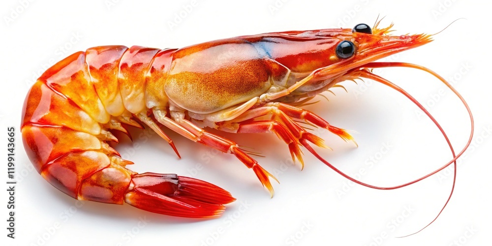 Macro Close-up of Raw Whole Shrimp, Detailed Texture and Shell, Aquatic Seafood, Food Photography