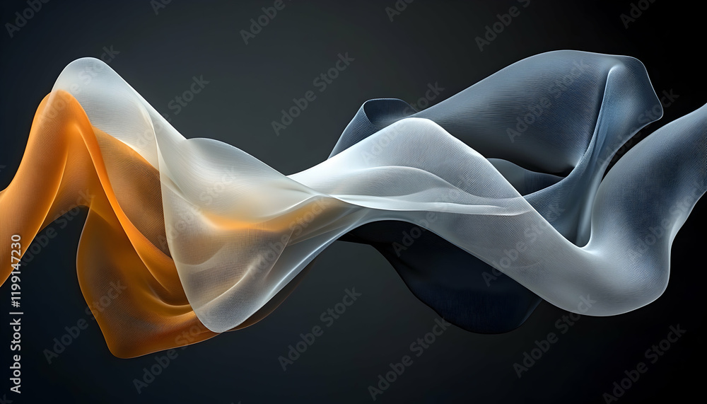 Abstract swirling fabric in shades of grey, white, and gold. Elegant and sophisticated design for backgrounds, website headers, or art prints. Abstract swirling fabric in shades of grey, white, and gold. Elegant and sophisticated design for backgrounds, website headers, or art prints.