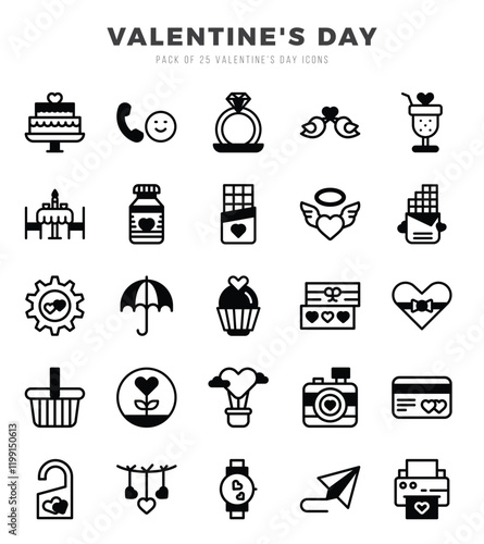 Valentine'S Day Lineal Filled icons. Vector Lineal Filled illustration.