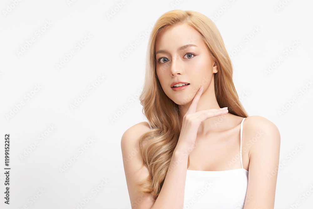 Beautiful young asian woman with clean fresh skin on white background, Face care, Facial treatment, Cosmetology, beauty and spa, Asian women portrait. Beautiful young asian woman with clean fresh skin on white background, Face care, Facial treatment, Cosmetology, beauty and spa, Asian women portrait.