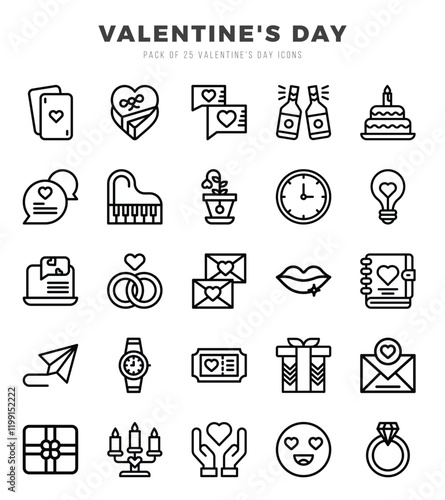 Valentine'S Day Icons Pack. Lineal icons set. Lineal icon collection set.