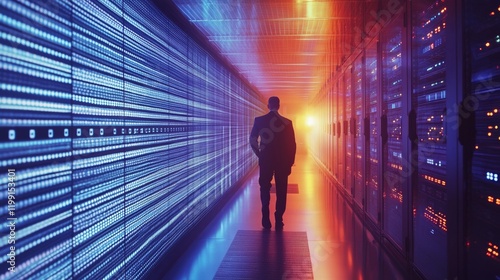 A skilled IT professional in Dubai managing a server room, symbolizing technology careers,