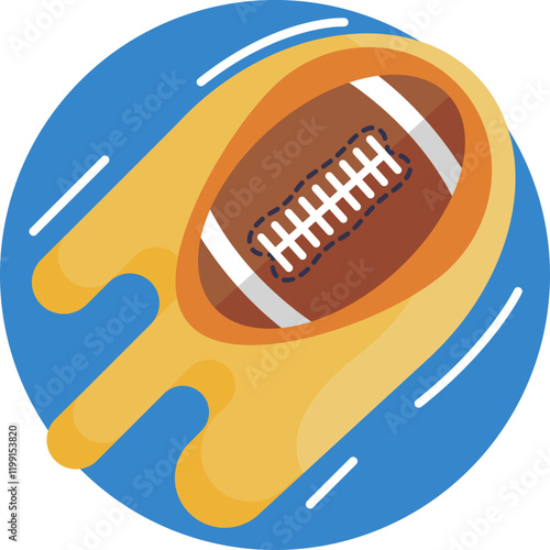A stylized, aerodynamic football with pointed ends, typically seen during American football plays.
