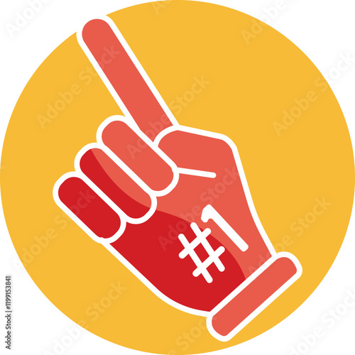 A large foam hand often used by fans at American football games to show support, typically with a "number one" finger pointing upward.