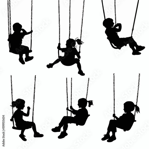 15 silhouettes of children playing different games