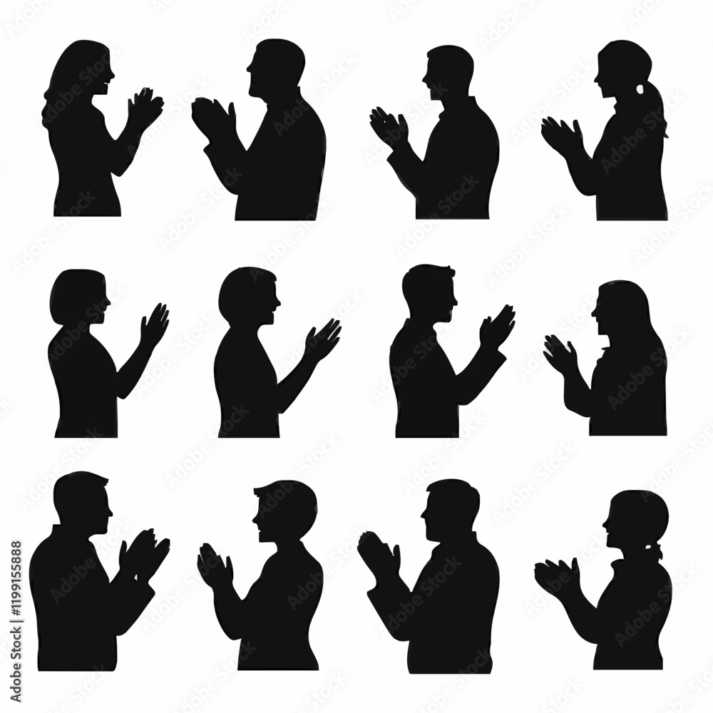 15 silhouettes of people clapping and cheering 15 silhouettes of people clapping and cheering