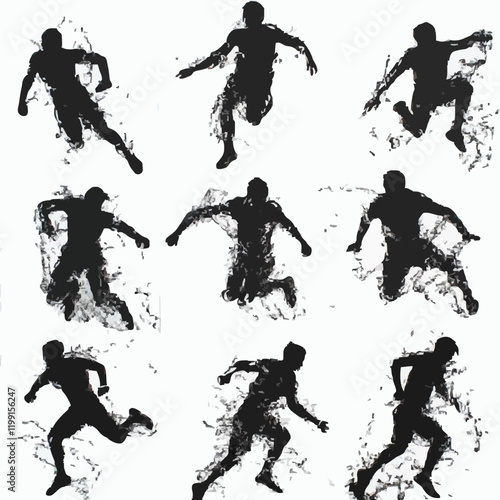 15 silhouettes of people jumping and diving into water