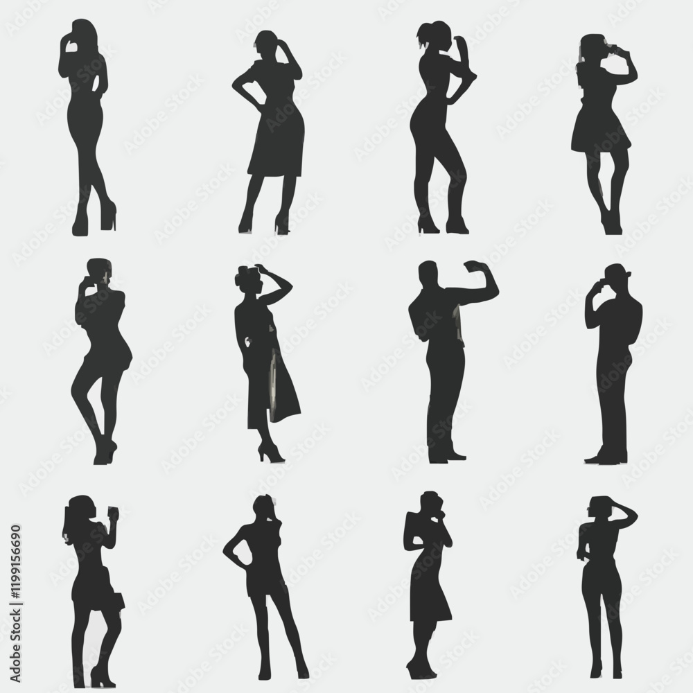 Obraz premium 15 silhouettes of people posing for photographs