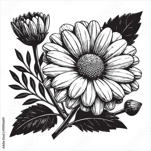 Elegant Daisy Flower Vector Illustration for Design
