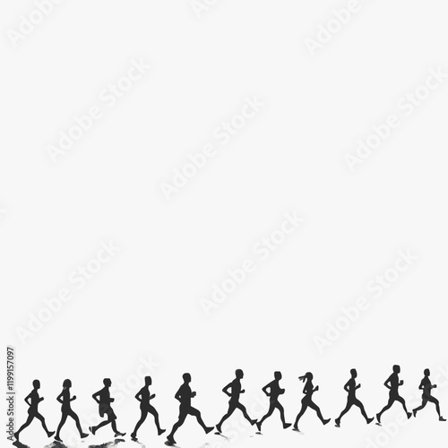 15 silhouettes of people running in a marathon