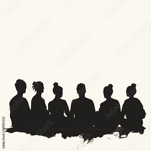 15 silhouettes of people sitting in different positions