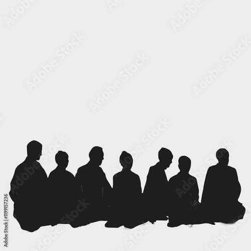 15 silhouettes of people sitting in different positions
