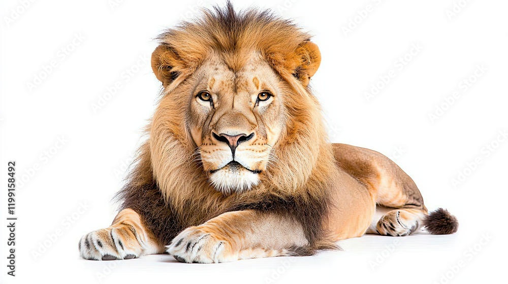 Obraz premium Majestic lion relaxing wildlife studio portrait