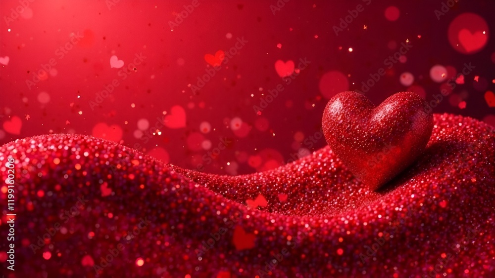 Big Valentine's Day background template design. Romantic poster cover with red Glitter Heart on trendy Wavy Motion background. Valentine backdrop with Empty space for text. Love theme concept. Big Valentine's Day background template design. Romantic poster cover with red Glitter Heart on trendy Wavy Motion background. Valentine backdrop with Empty space for text. Love theme concept.