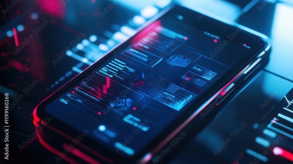 Obraz premium A detailed view of a smartphone with an app open that features short interactive quizzes on manufacturing principles and best practices.
