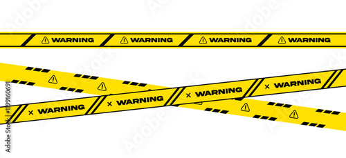 Warning stripes set. Warning Frame Yellow Black Diagonal Stripes. Warn Caution symbol. Isolated on white background. Safety, danger blank empty border template. Vector Illustration.