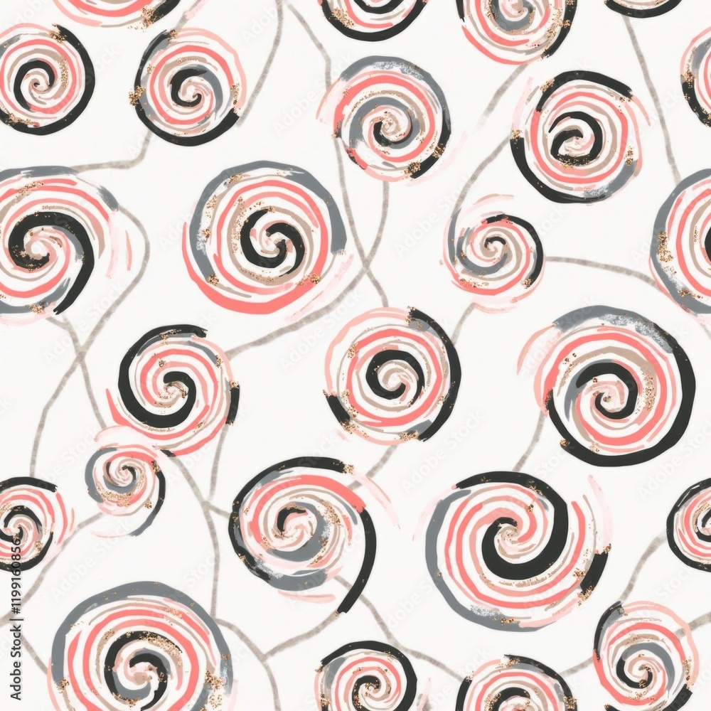 Abstract Spiral Pattern with Glitter Accents Abstract Spiral Pattern with Glitter Accents
