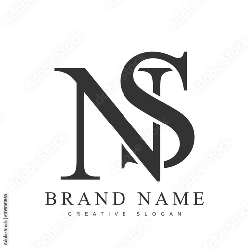 NS trendy logotype template. Initial letter n and s classic font style. Creative logo for company name or identity.