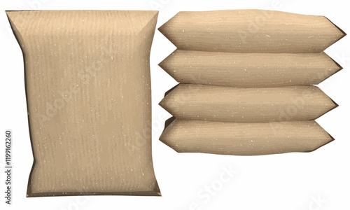 Brown paper food packaging 3d