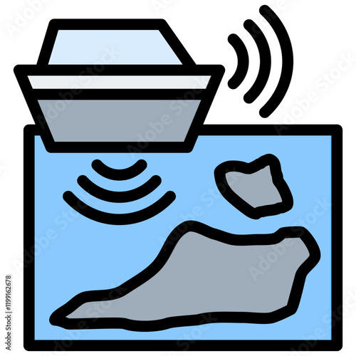 Hydrographic Survey Outline Color Icon