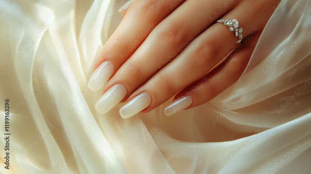 A perfectly manicured hand showcasing chic nail polish and jewelry. A perfectly manicured hand showcasing chic nail polish and jewelry.