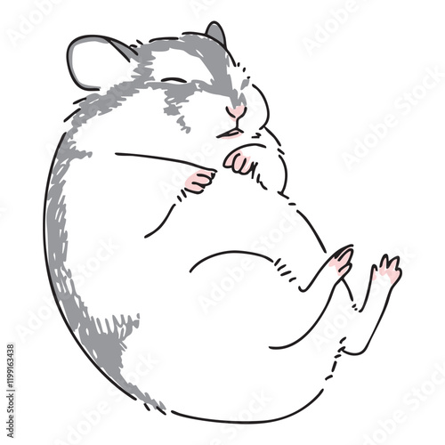 眠っているハムスターの手描きイラスト