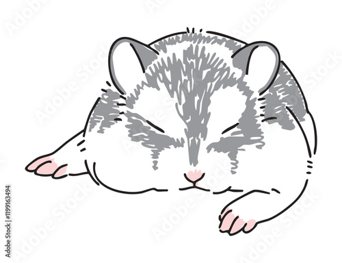 眠っているハムスターの手描きイラスト