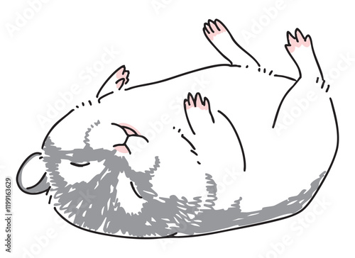 眠っているハムスターの手描きイラスト