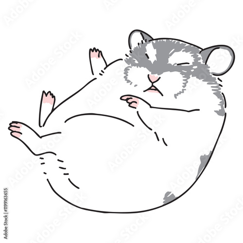 眠っているハムスターの手描きイラスト