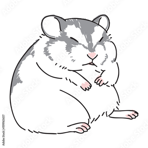 眠っているハムスターの手描きイラスト