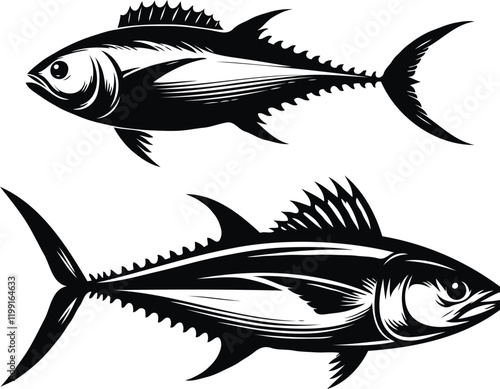 fish  silhouette vector in white background