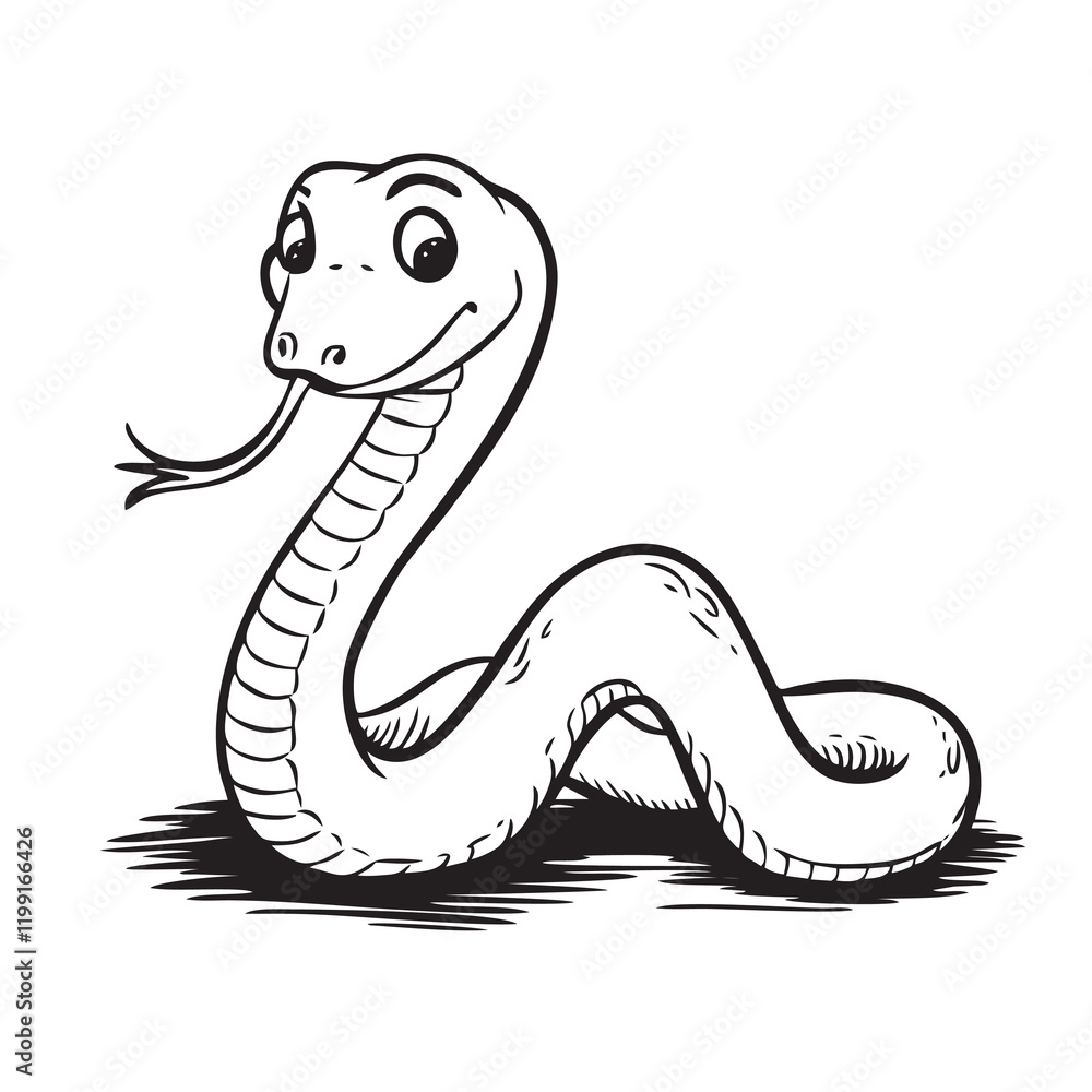 Cute and Playful Cartoon Snake Vector Illustration Cute and Playful Cartoon Snake Vector Illustration