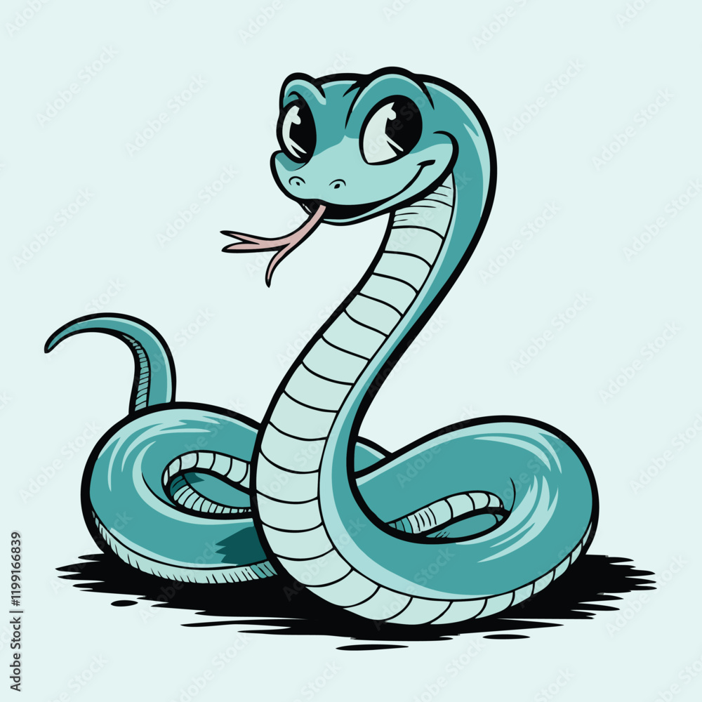 Fototapeta premium Cute and Playful Cartoon Snake Vector Illustration