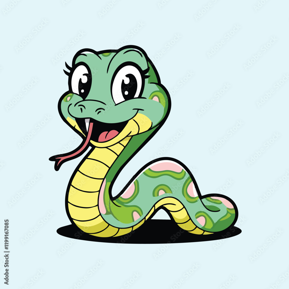 Cute and Playful Cartoon Snake Vector Illustration Cute and Playful Cartoon Snake Vector Illustration