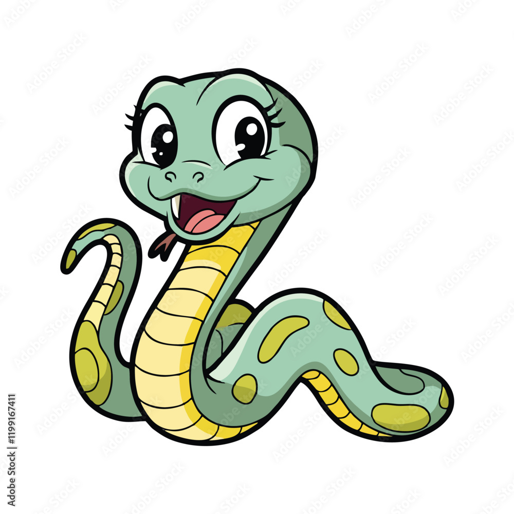Cute and Playful Cartoon Snake Vector Illustration Cute and Playful Cartoon Snake Vector Illustration
