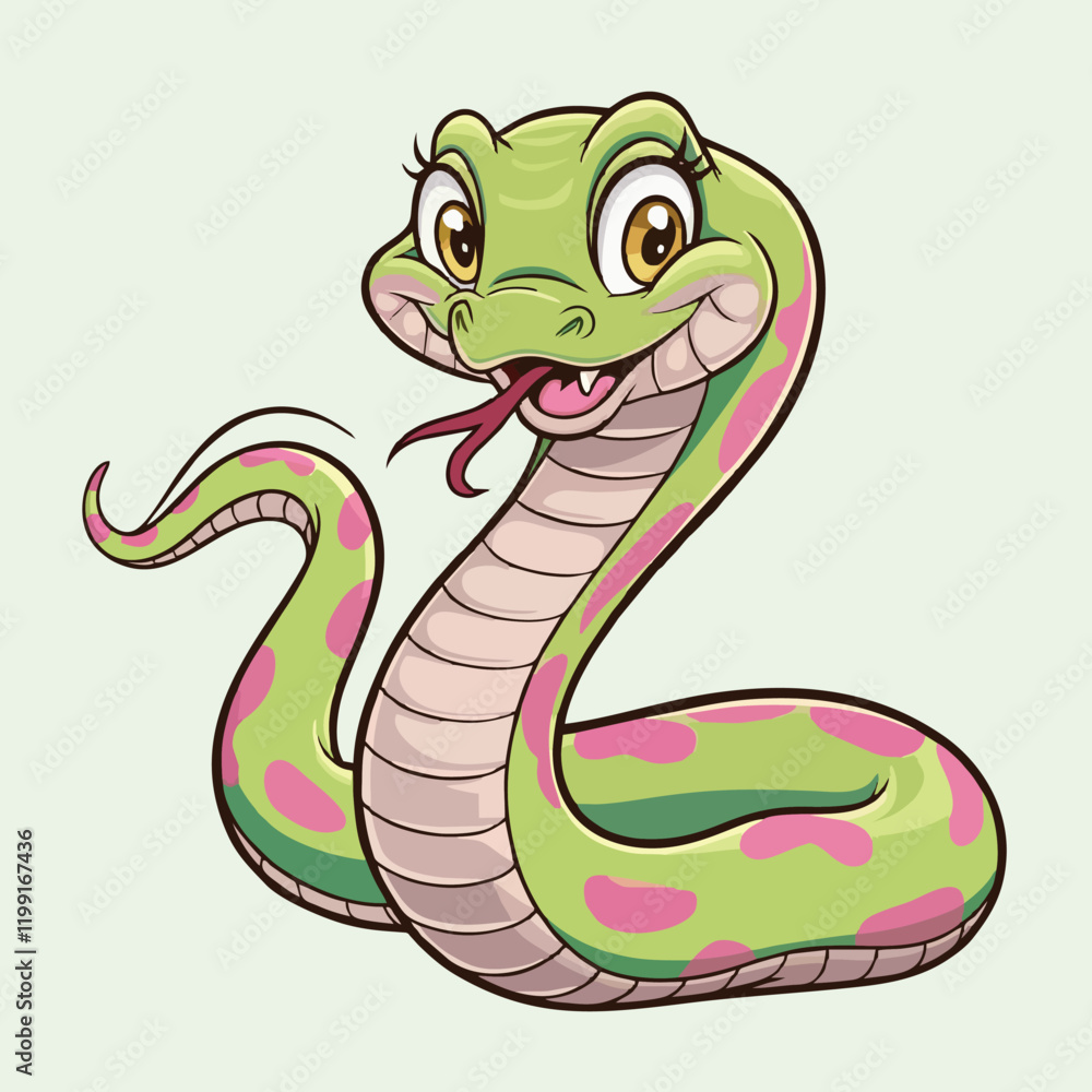 Fototapeta premium Cute and Playful Cartoon Snake Vector Illustration