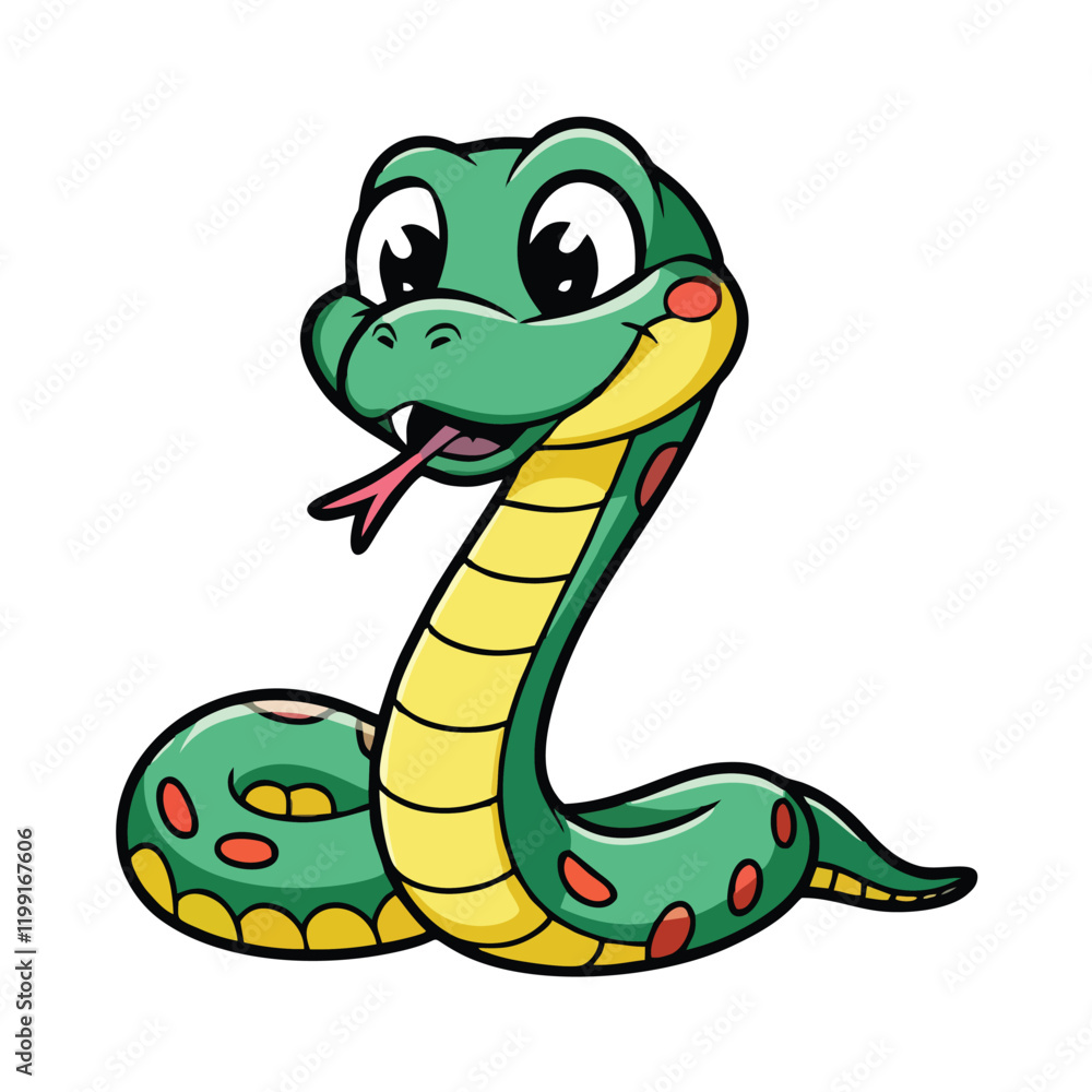 Fototapeta premium Cute and Playful Cartoon Snake Vector Illustration