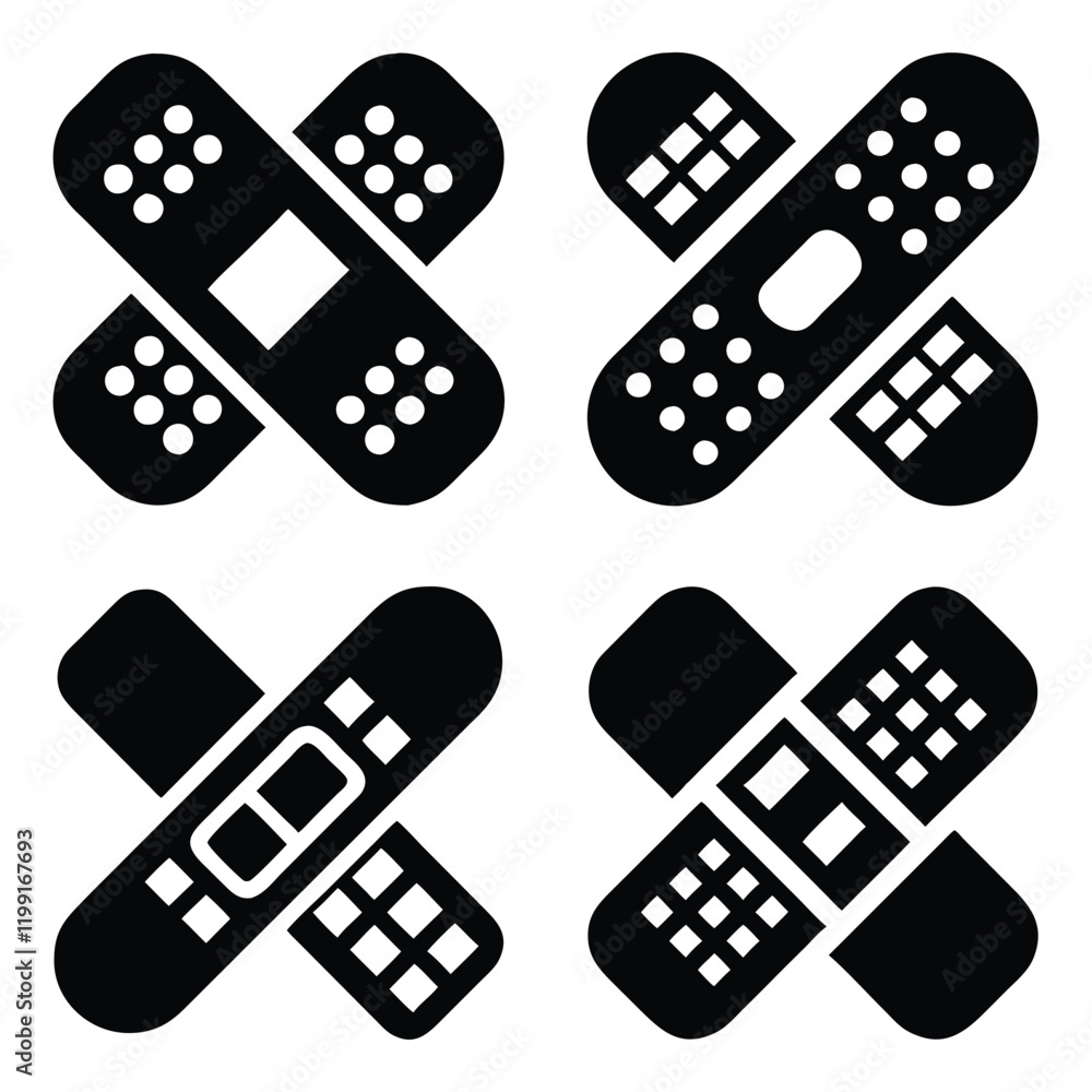 bandage icon set vector for first aid and healthcare designs bandage icon set vector for first aid and healthcare designs