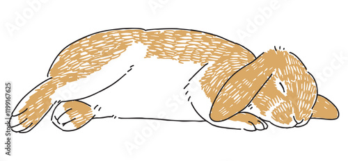 眠っているうさぎの手描きイラスト