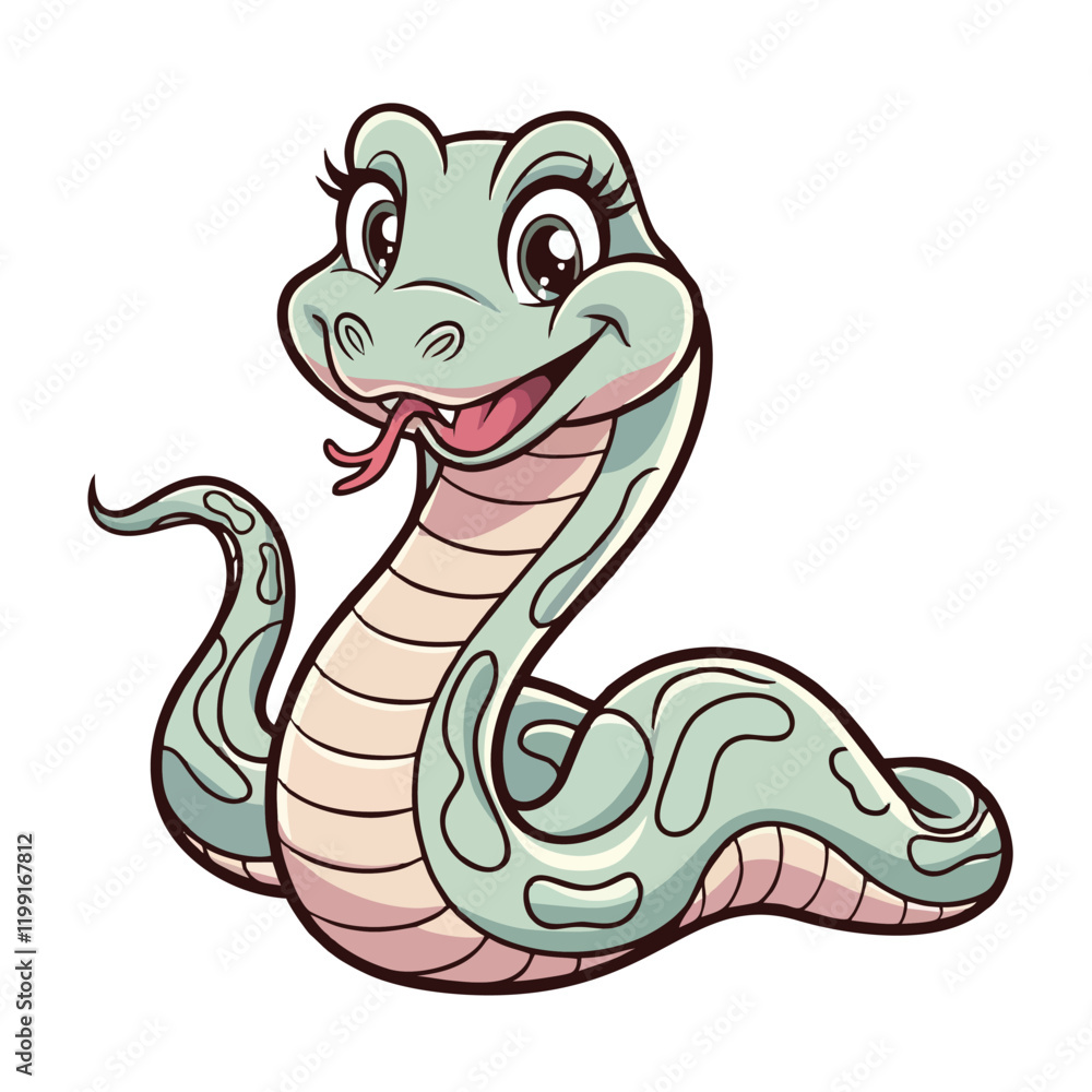 Fototapeta premium Cute and Playful Cartoon Snake Vector Illustration