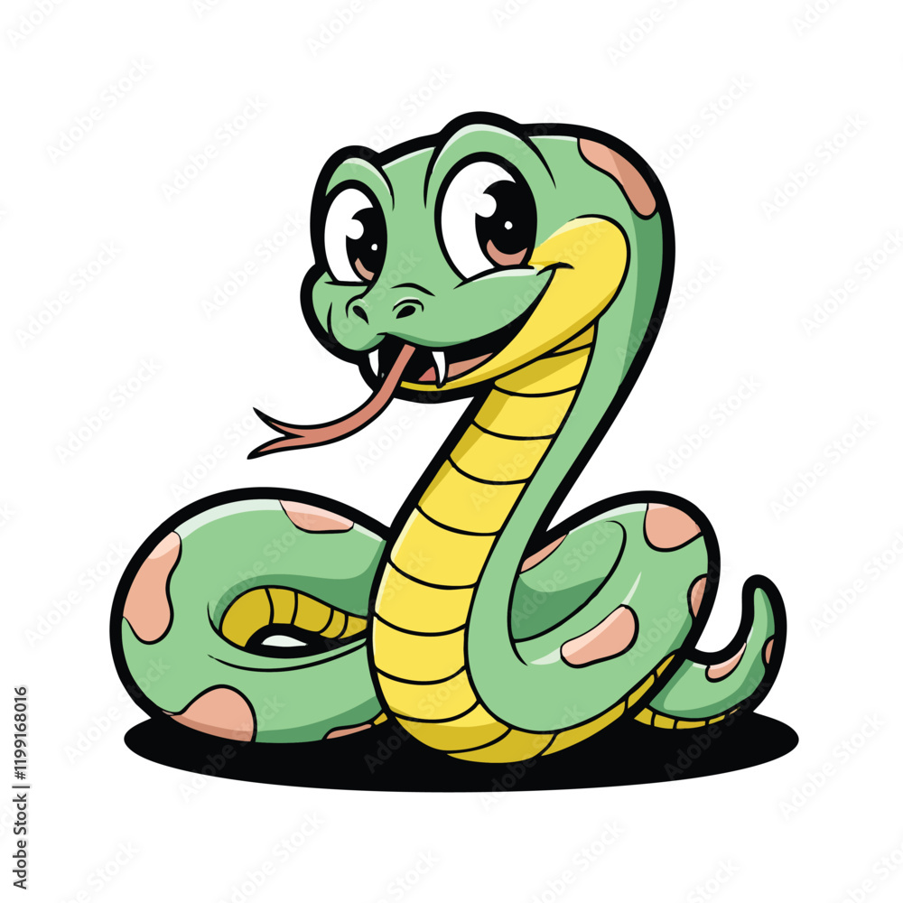 Fototapeta premium Cute and Playful Cartoon Snake Vector Illustration