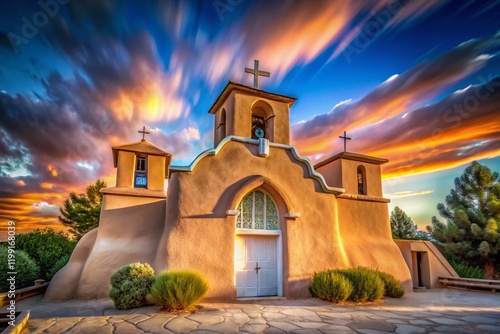 Long Exposure Mission Church San Francisco de Asis Ranchos de Tao NM photo