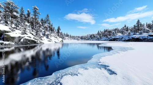 Wallpaper Mural Frozen Lake in Winter Wonderland Torontodigital.ca