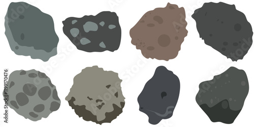 Stone asteroid belt icon. Falling meteor strike rocks from space orbit. Space boulder with craters flying in weightlessness.