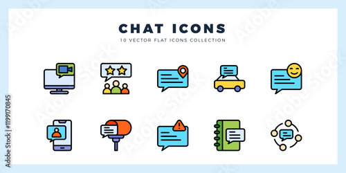10 Chat Lineal Color icons pack. vector illustration.
