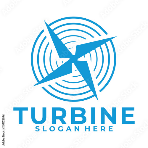 windmill vector logo. elegant spinning turbine logo design template